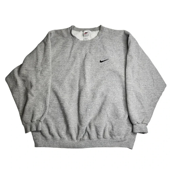 Vintage Nike Sweatshirt 90s Swoosh Sweater Size Large Gray Made in USA - Picture 1 of 8